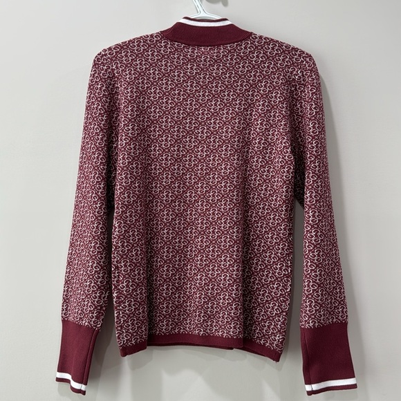 Women’s Burgundy Patterned Long Sleeve Sweater - Picture 8 of 10
